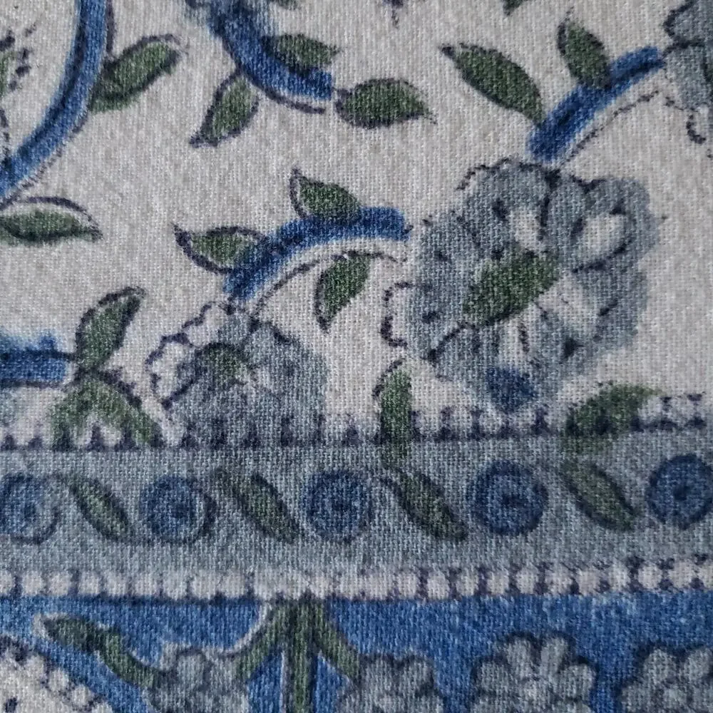 Vintage India Arts Cotton Tablecloth 67x73 Blue White Floral Powerloom India